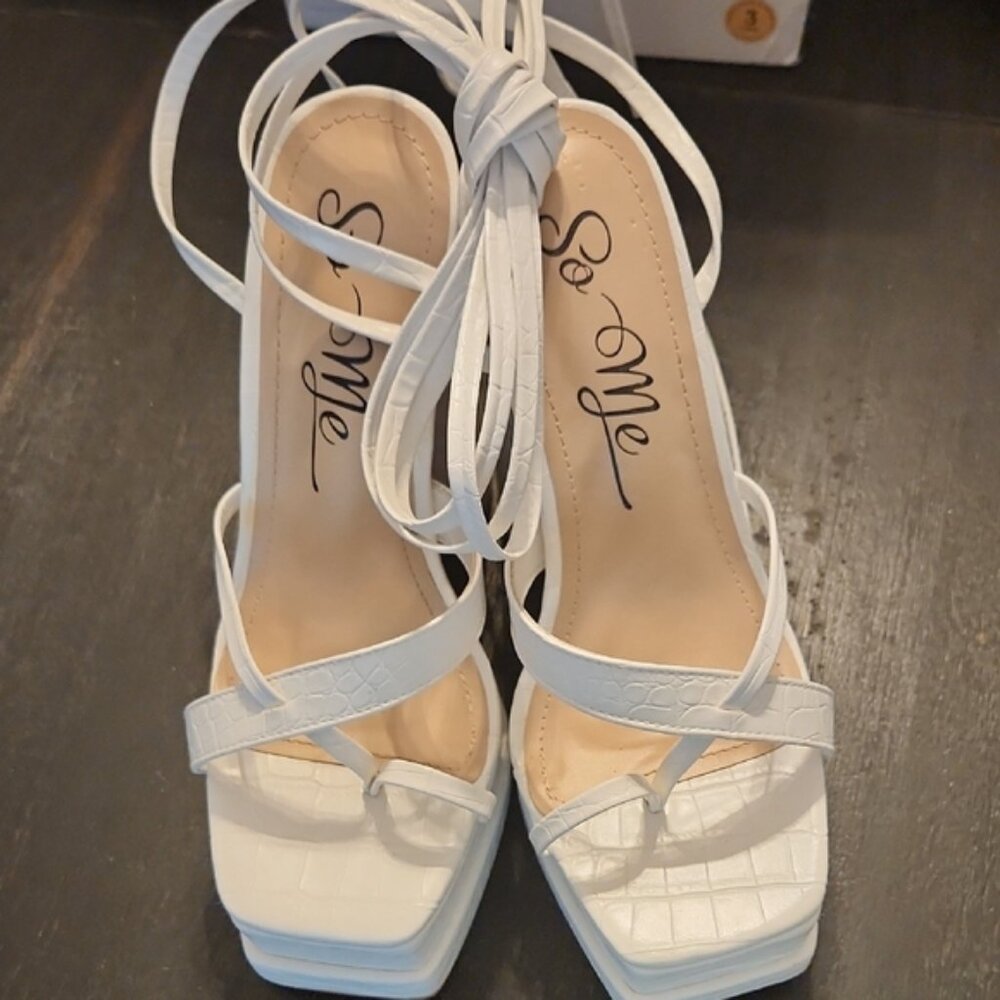 So Me Elegant White Strappy Heels